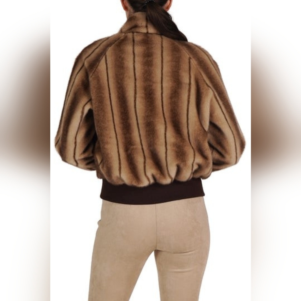 Love Token Bomber Jacket Faux Fur Coat - Picture 3 of 5